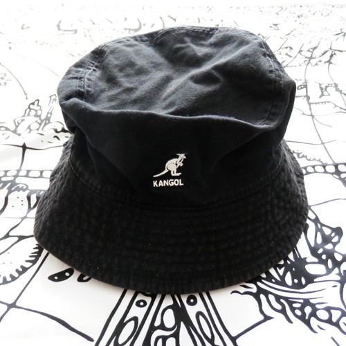 Kangol black washed bucket - washed,
